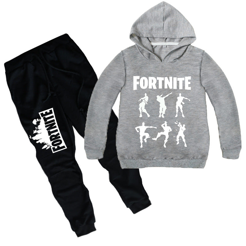 Cool Fortnite Print Long Sleeve Pullover and Pants Set for Kids