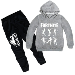 Cool Fortnite Print Long Sleeve Pullover and Pants Set for Kids
