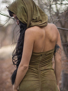 Damen Vintage gefärbtes rückenfreies Kapuzenoberteil