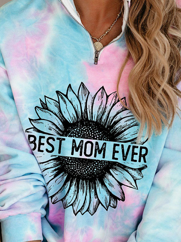 Beste Mutter aller Zeiten Sunflower Tie Dye Zip Sweatshirt