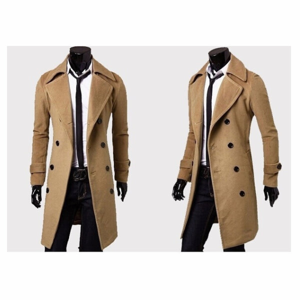 Men's Fashion Winter Long Trench Coat