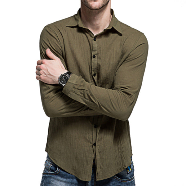 Camisa de hombre liviana y fresca de color liso