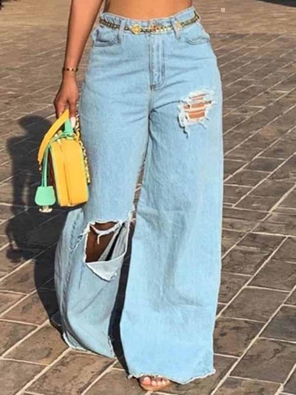 Vaqueros anchos con borlas