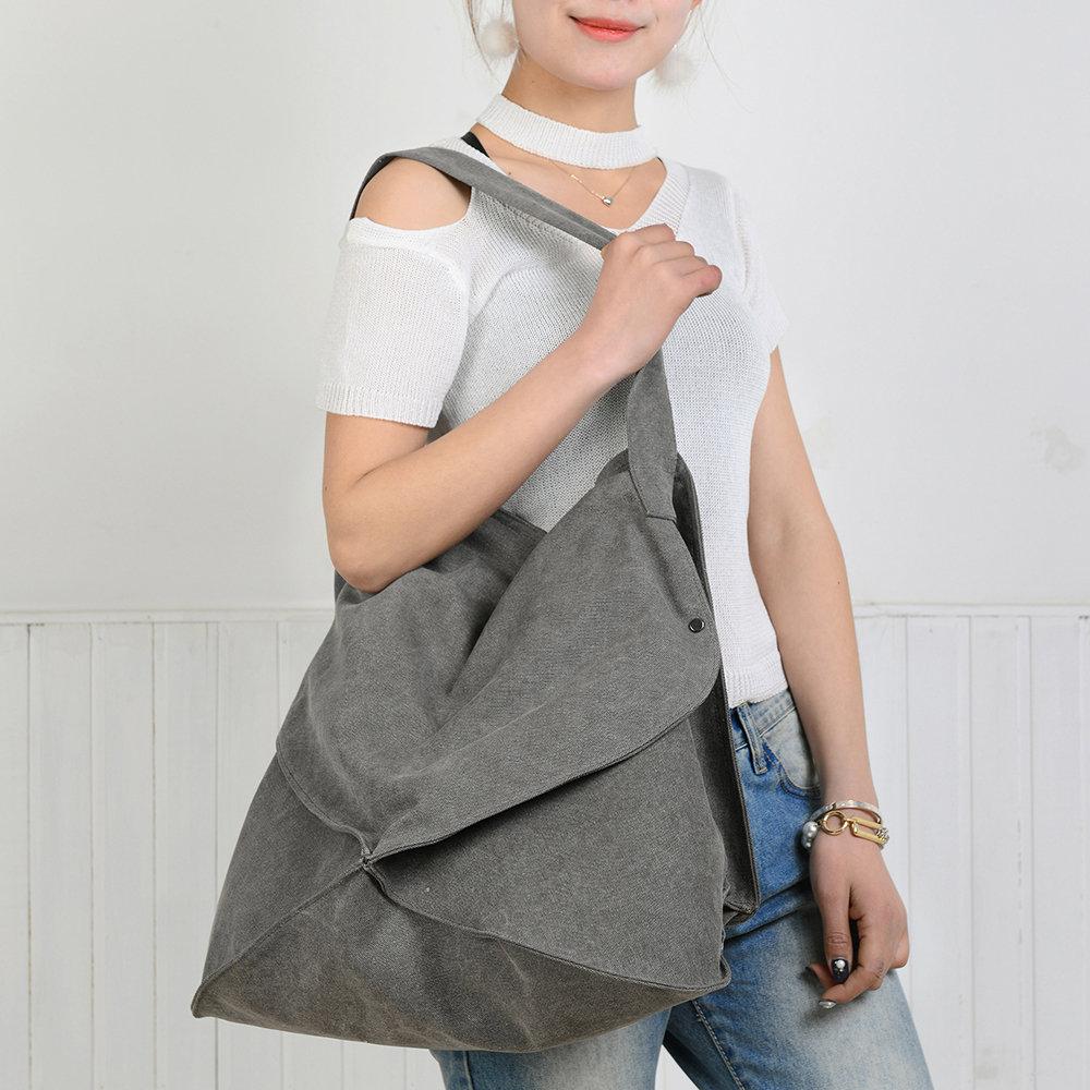 Bolso de hombro de lona casual desordenado para mujer