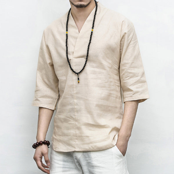 Camisa corta de lino para hombre