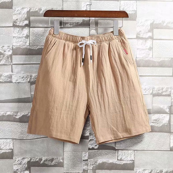 Shorts rectos para hombre hechos de algodón suelto y lino