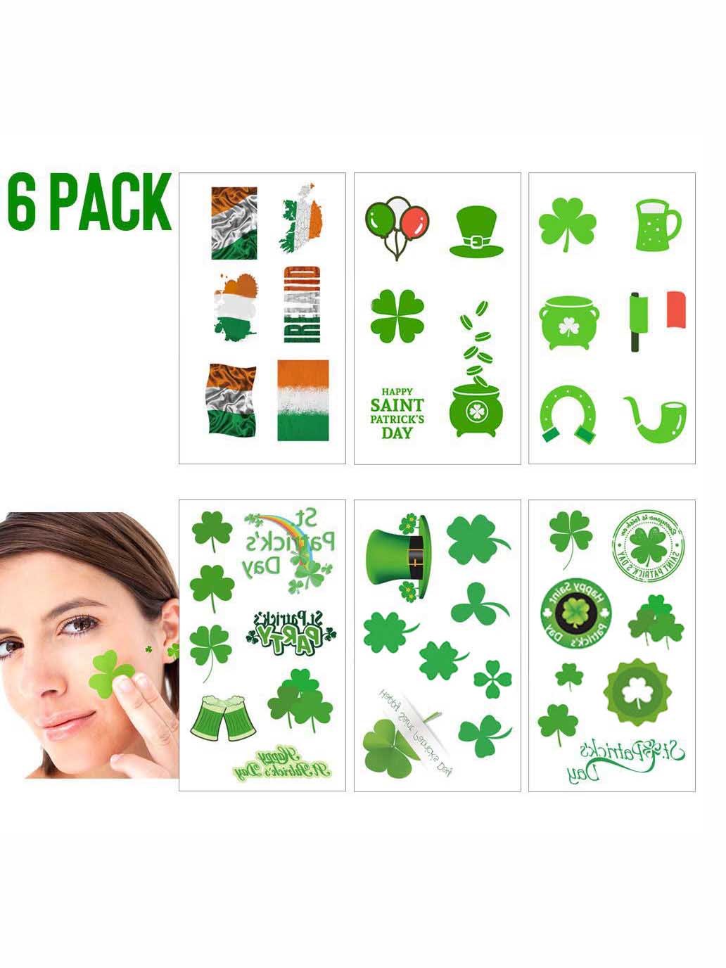 Pegatinas de trébol en la cara para St. Para el día de patricio
