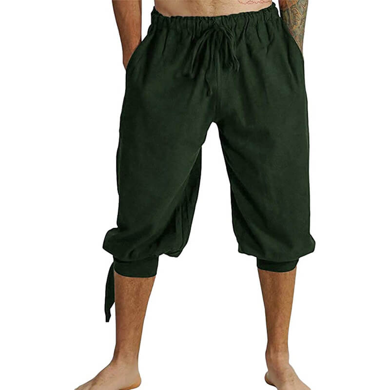 Pantalones cortos de lino de cintura elástica de cuerda suave transpirable de verano para hombres