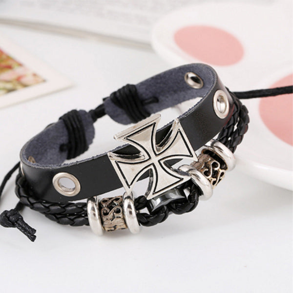 Pulsera cruzada de cuero