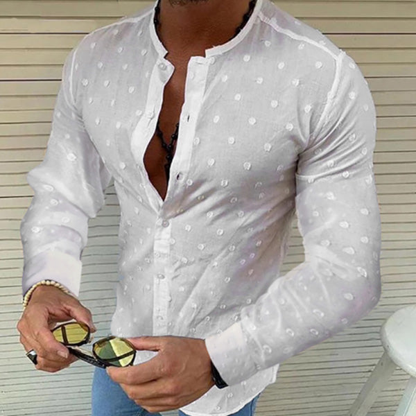 Herren Langarm-Freizeithemd aus Chiffon-Jacquard