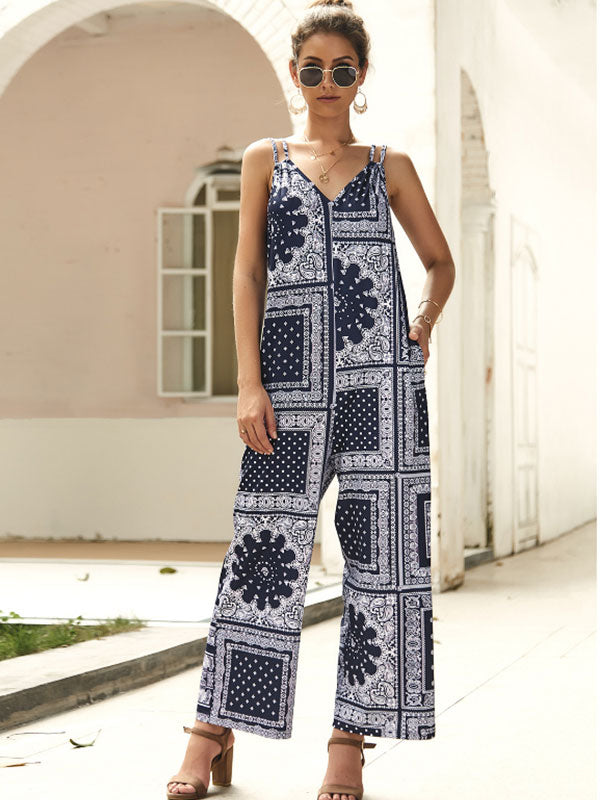 Damen Sling Boho Print Overall