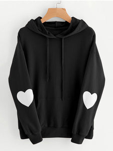 Heart Disign Drawstring Pocket Hoodies
