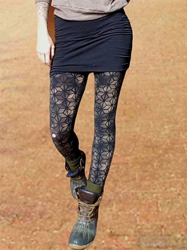 Damen Vintage geometrische Stretch-Leggings