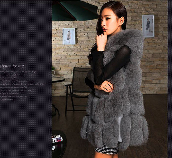 Solid Detachable Sleeve Hooded Fur Vest