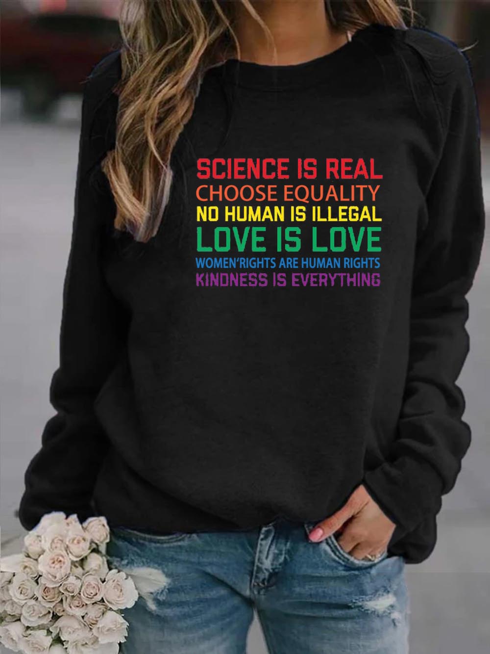 Love for Women is Love for Black Animals for a Sweater Print