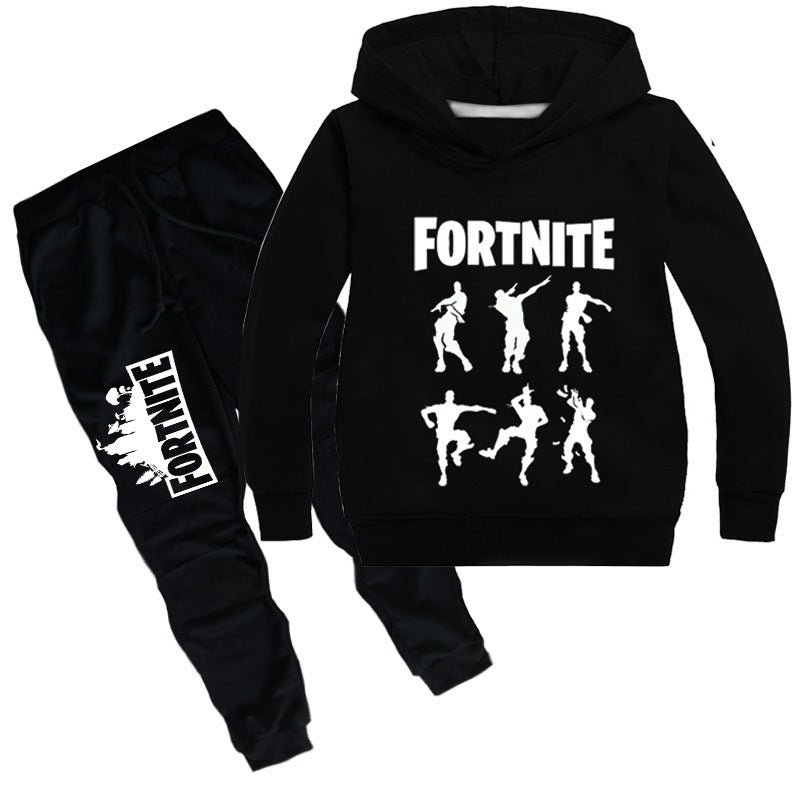 Cool Fortnite Print Long Sleeve Pullover and Pants Set for Kids