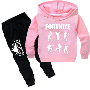 Cool Fortnite Print Long Sleeve Pullover and Pants Set for Kids