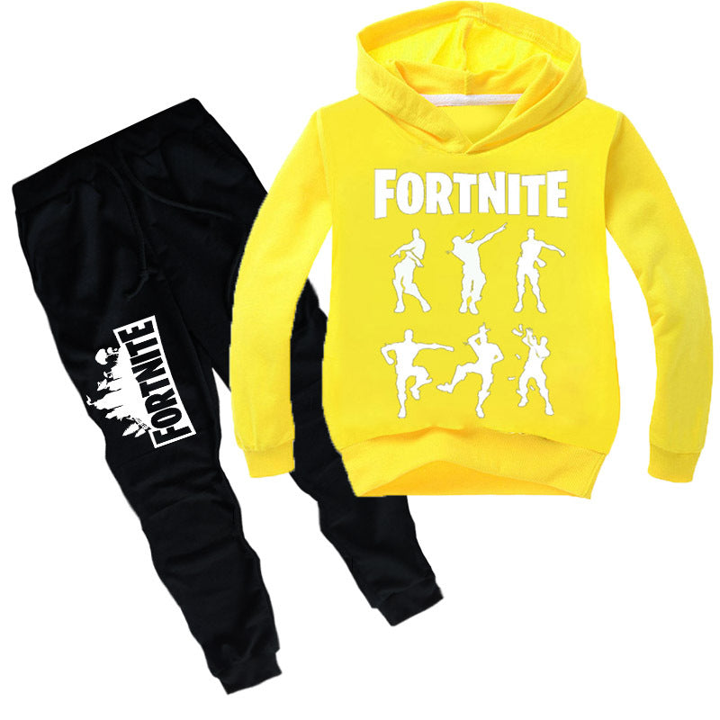 Cool Fortnite Print Long Sleeve Pullover and Pants Set for Kids
