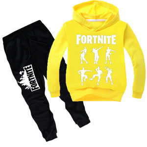Cool Fortnite Print Long Sleeve Pullover and Pants Set for Kids