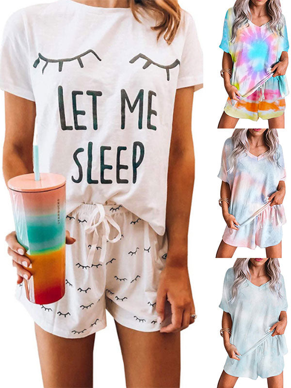 Damen Print Tie-Dye Bequeme T-Shirt Shorts Set &amp; Home Wear &amp; Pyjamas