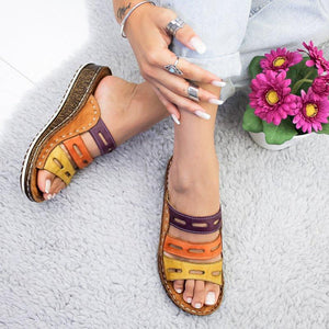 Women Chic  Three-color stitching Sandals