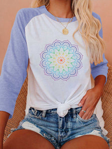 Camiseta con mangas 3/4 mandala arcoiris