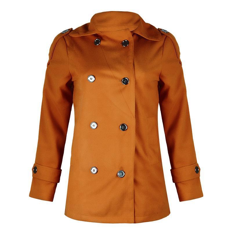 Plus Size Buttoned Solid Casual Shawl Collar Coat