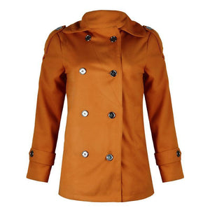 Plus Size Buttoned Solid Casual Shawl Collar Coat