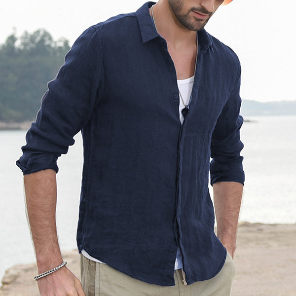 Herren Langarmhemd aus weichem, atmungsaktivem Leinen