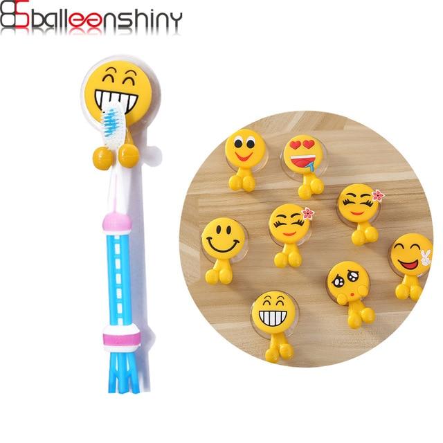 BalleenShiny Cute Animated Baño Cocina Cara sonriente Cepillo de dientes Toalla Estante de almacenamiento Chupete Gancho Soporte de pared