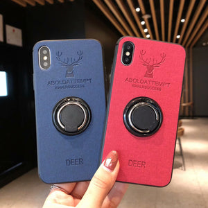 Luxury Deer Fabric Phone Case with silicone protection for iPhone 6 6S 7 8 Plus X XS XR XS MAX