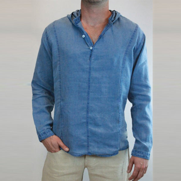 Camiseta de lino para hombre con capucha