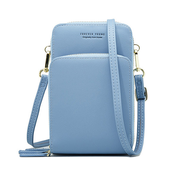Women&#39;s solid PU leather clutch bag card pocket phone bag shoulder bag