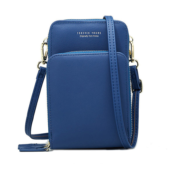 Women&#39;s solid PU leather clutch bag card pocket phone bag shoulder bag