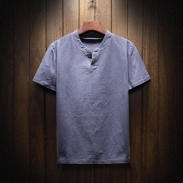 Kurzarm-T-Shirt aus chinesischem Leinen für Herren