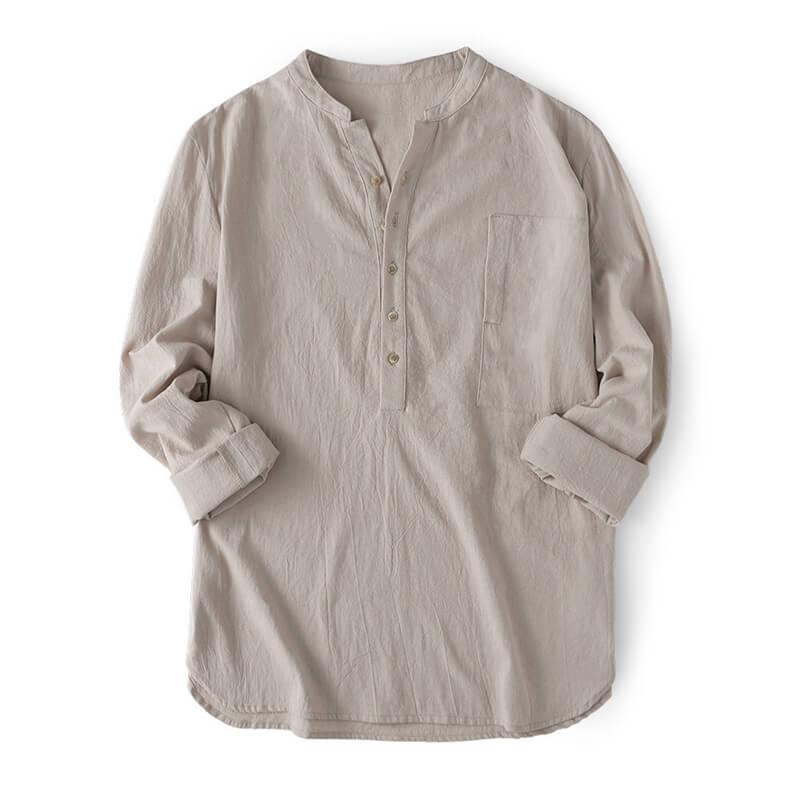 Camiseta de algodón clásica y cómoda para hombre, de manga larga y manga larga.