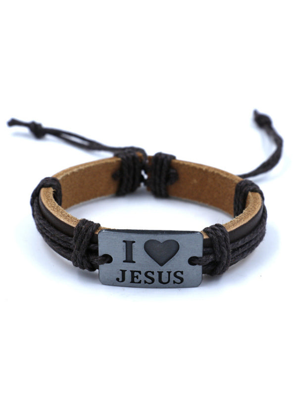 Pulsera de aleación de cuero I Love JUSES unisex