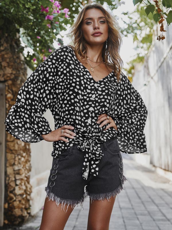 Blusas para mujer con estampado de lunares