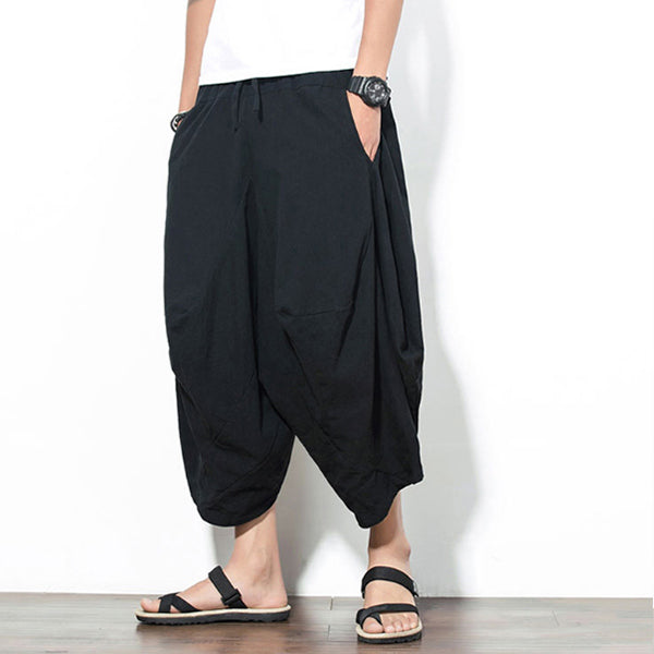 Pantalones de harén de algodón retro para hombre