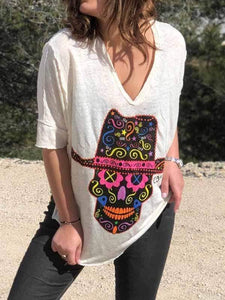 Hat Skull Print T-shirt