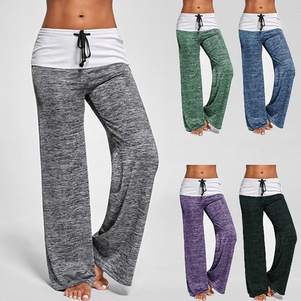 Pantalones casuales de yoga de pierna ancha que combinan con el color
