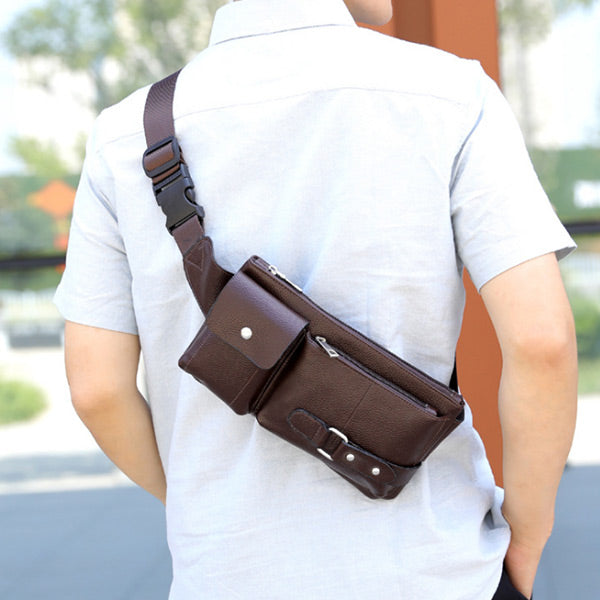 Bolso de cuero casual multifuncional para hombre
