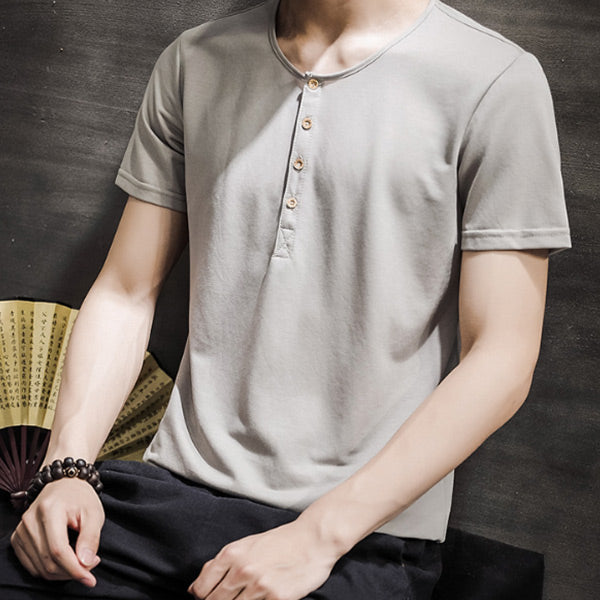 Camiseta de lino suelta estilo chino