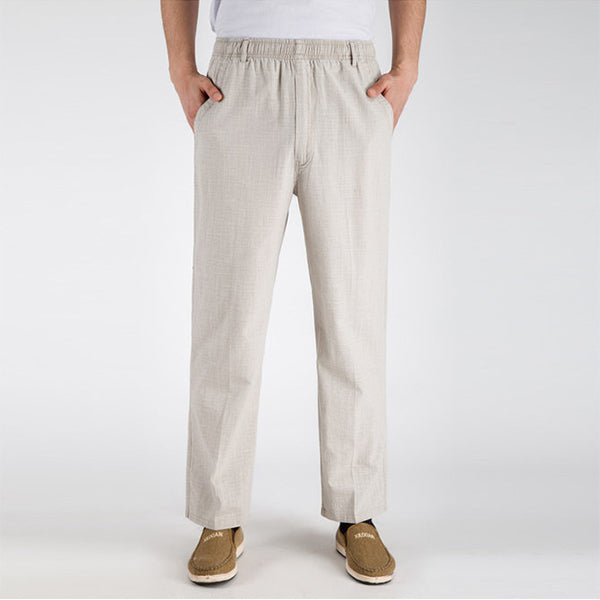 Pantalones de lino sueltos casuales para hombres