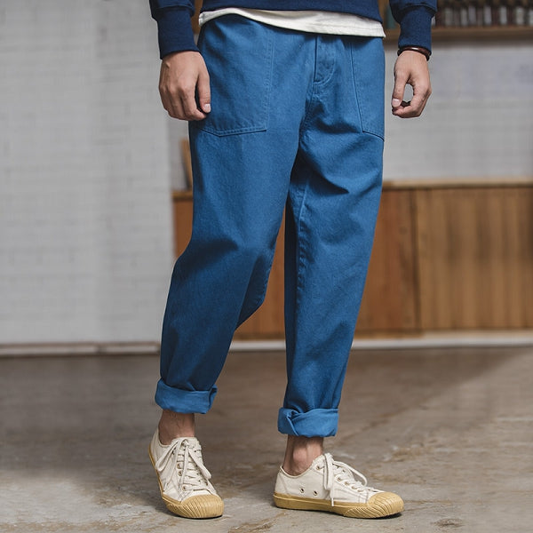 Pantalones de ocio rectos sueltos azules