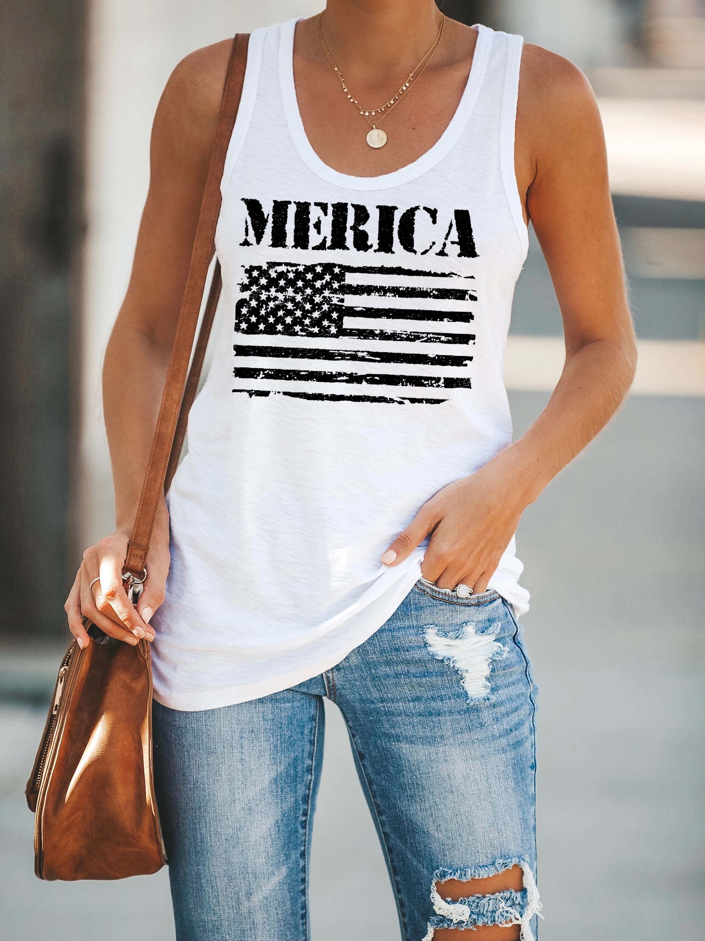 Camiseta de mujer con bandera &quot;Merica&quot;