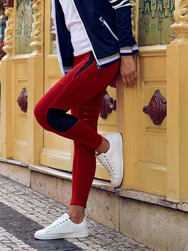 Women&#39;s solid color stretch breeches with pockets