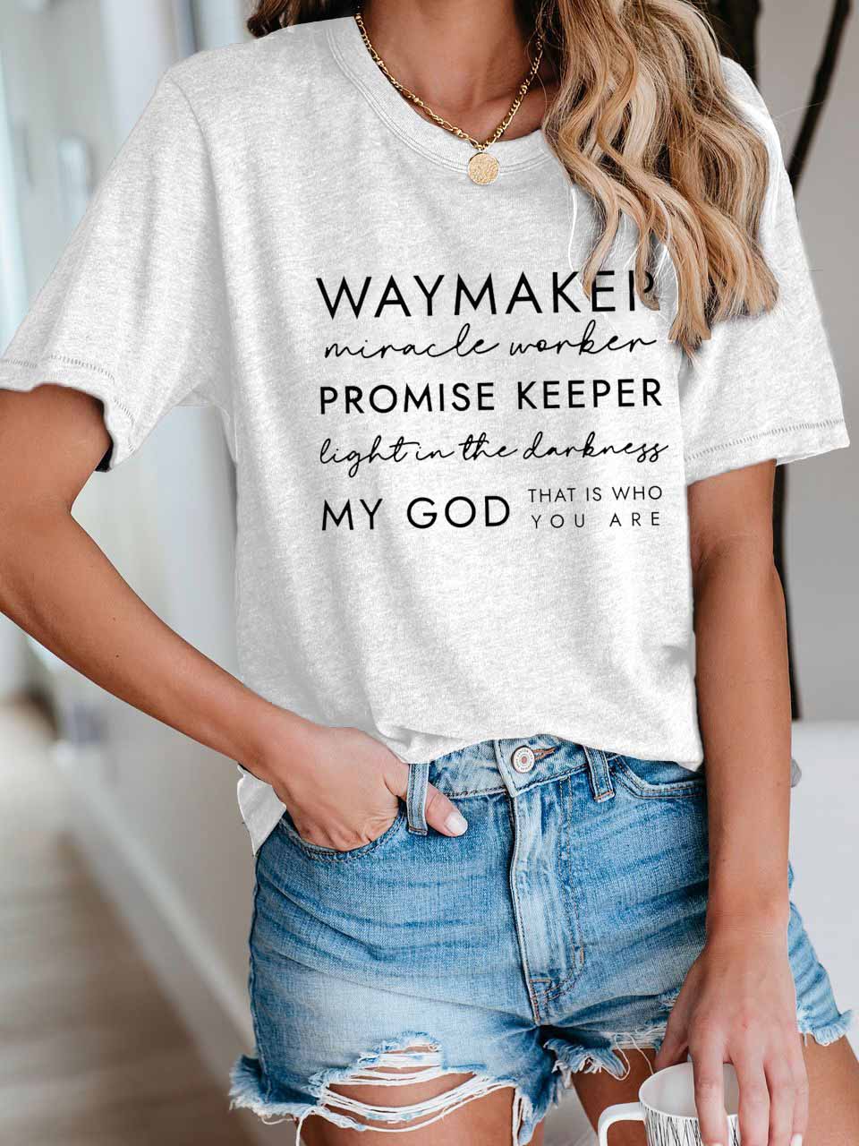 Frauen Way Maker Songtexte Faith Print T-Shirt