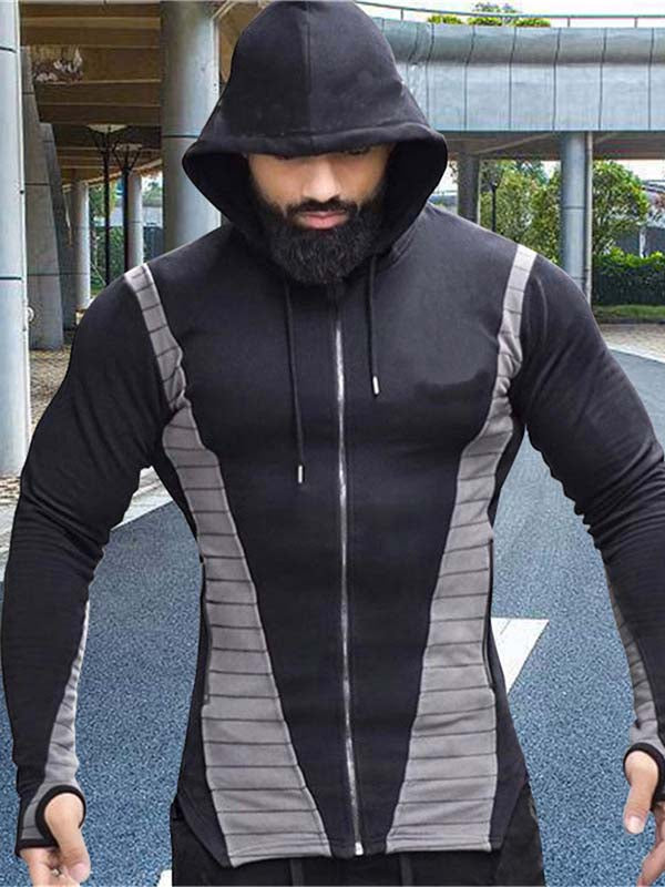 Chaqueta de hombre con capucha con bloque de color.