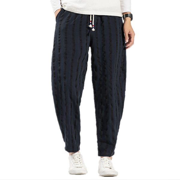 Pantalones de lino a rayas para hombre